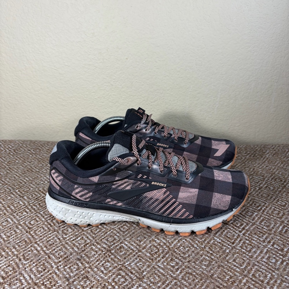 Brooks Ghost 12 Womens Sz 8.5 Flannel Plaid Limited Edition Running Shoes Comfy